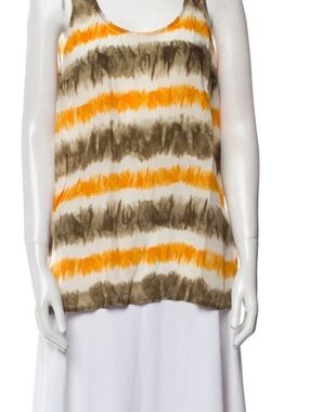 Sleeveless 100% SilkTie-Dye Stripe Tank Top - Yellow & Citrine